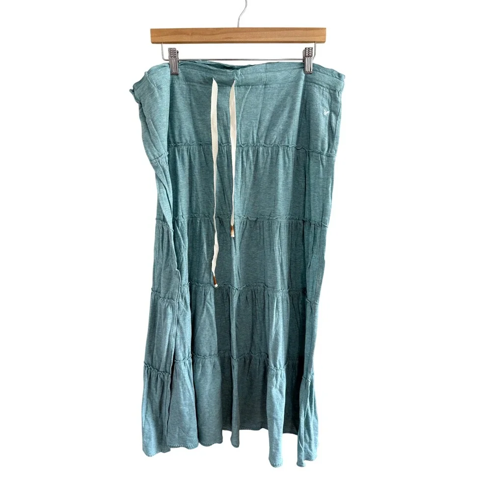 NWT American Eagle Tiered Maxi Skirt Size XL Teal Cotton Boho